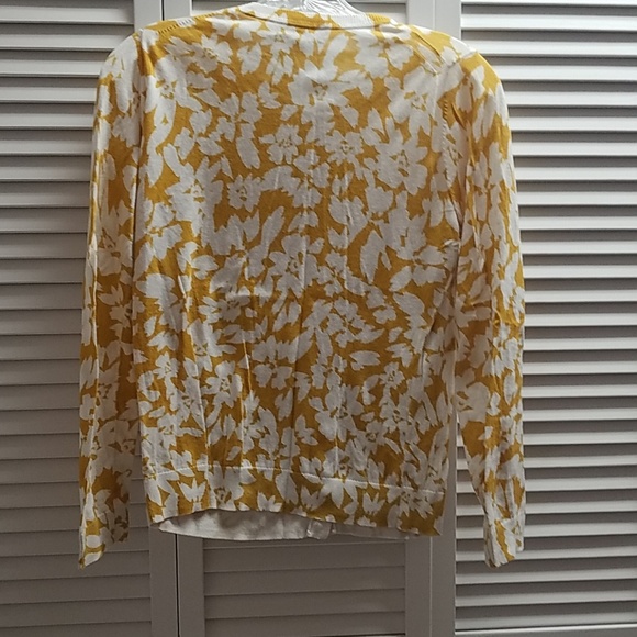 LOFT Gold & White Floral Print Cardigan - Picture 2 of 4